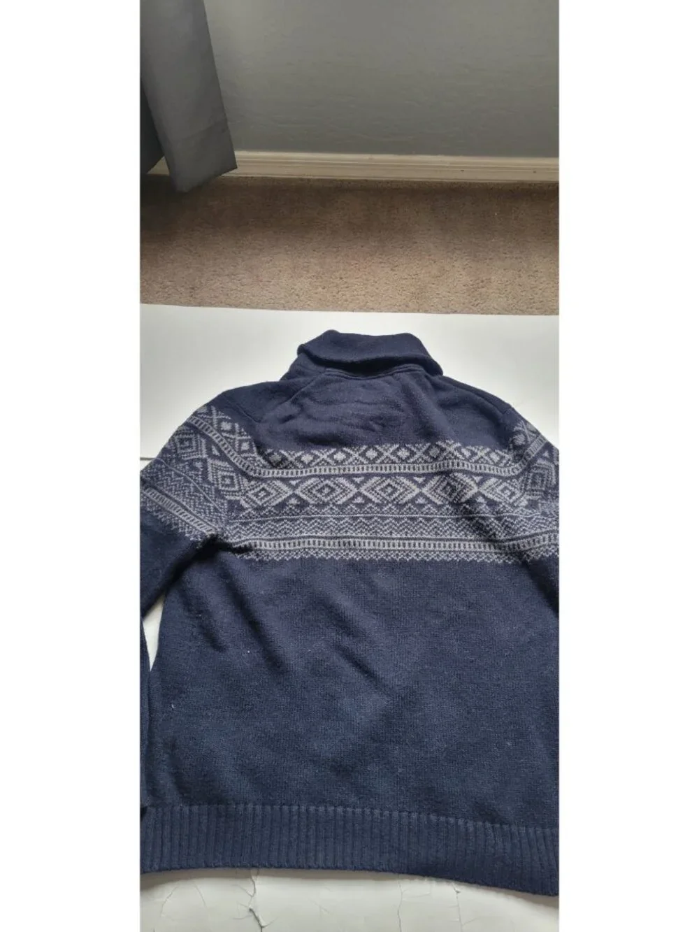 Banana Republic Factory navy blue knit paired gray Fair Isle pattern Size XL